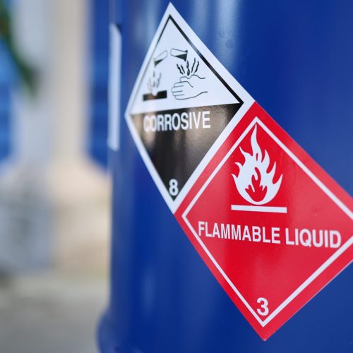 Corrosive,Warning,Sign,Label,And,Flammable,Liquid,Warning,Sign,Label